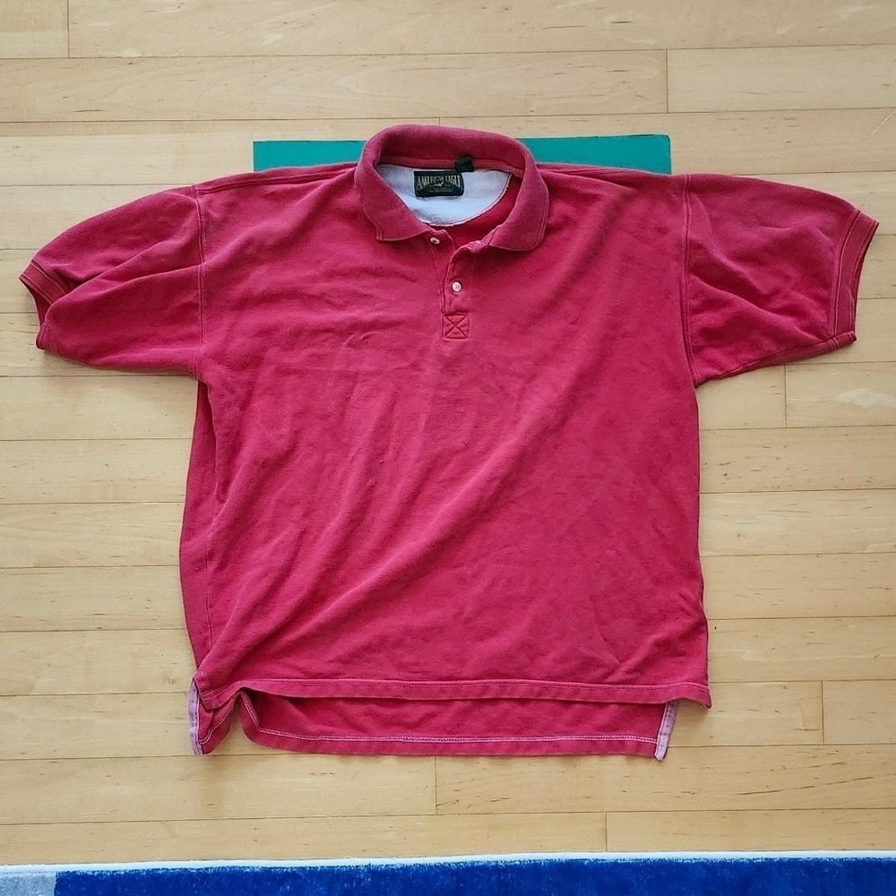 Vintage 90s American Eagle Polo Shirt Cotton Large Red Mens Prep - Picture 1 of 5